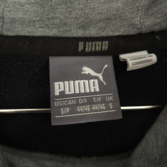 PUMA Hoodie Mens Small Gray Black Essential Big Logo Fleece Long Sleeve Pullover - Picture 7 of 9